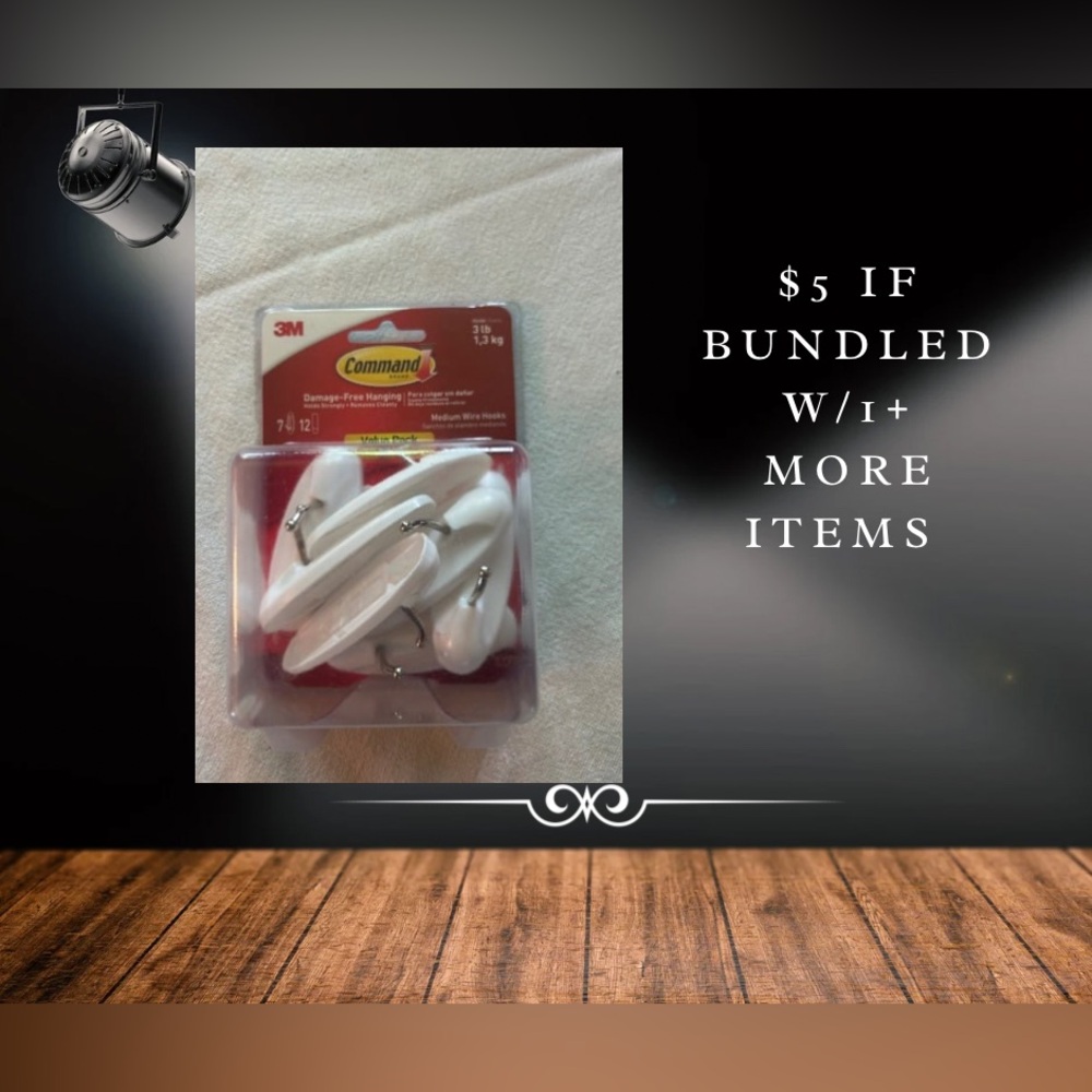 Command White Medium Wire Hooks